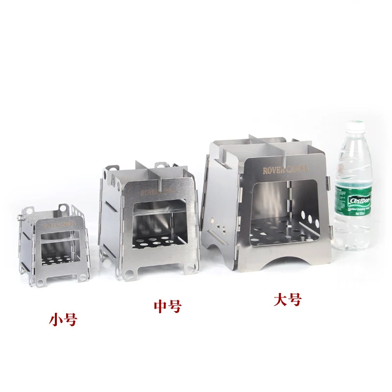 camping accessories Outdoor Camping Wood Stoves Folding Pocket Stove Lightweight Portable Stainless Steel Stove Backpacking