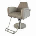 Popular Grey PU Leather Chair Round Metal Base Barber Chair for Men's Hairdressing Salon Barbershop Chair