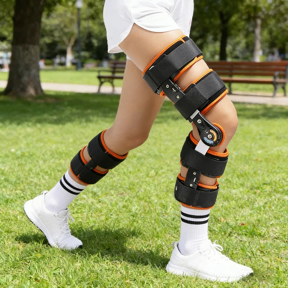 HKJD Hinged ROM Knee Brace Adjustable Knee Immobilizer Support for Orthritis ACL PCL Meniscus Tear Tendon Osteoarthritis