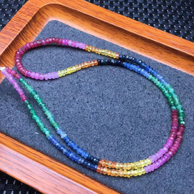 Wholesale 3mm Colored Gemstone Ruby and Sapphire Collarbone Chain Healing Stone Fine Jewelry Pendant Necklace