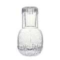 Hand Blown 1000ml Embossed Transparent Drinking Glass Carafe with Lid Bedside Water Glass Drinkware