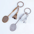 Cute Sports Car Keyring Backpack Pendant Vintage Mini Metal Badminton Keychain for Women Men