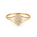 Milskye Vintage Inspired Jewelry 925 Silver Gold Plated Pave Zirconia Signet Ring