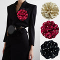 Wedding Accessories Large Satin Fabric Rose Flower Extra Big Lapel Pins Pearl Embellished Flower Brooch Shoulder Flower Brooches