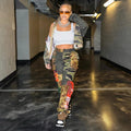 Women Fashion Cargo Jeans Pants Ladies Camouflage Spring Long Pants Girls Block Casual Trousers