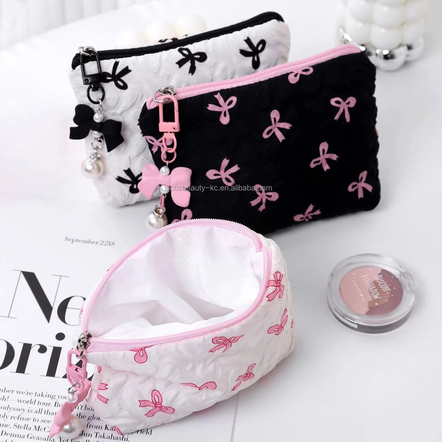 Small Makeup Organizers Portable Cosmetic Set Open for Beauty Brushes Zipper Custom Makeup Cosmetic Bag