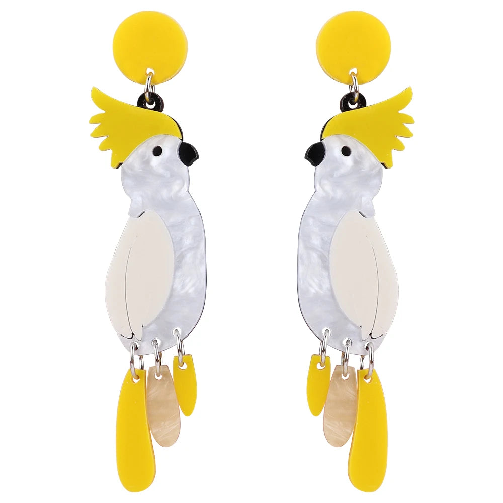 Summer New Bohemia Colorful Fly Bird Dangle Earrings Woodpecker Flamingos Sparrow Parrot Swallow Acrylic Resin Drop Earrings