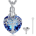 Merryshine Memorial Mothers Day Gifts 925 Sterling Silver Cremation Tree of Life Blue Crystal Ash Memorial Pendant Necklace