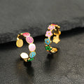 Stainless Steel Finger Ring Jewelry Simple Design Cute Enameled Colorful Flower Sweet Smile Face Heart Rings for Girls Women