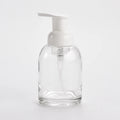 High Quality 250ml Transparent Thick Glass Foaming Soap Dispenser Bottle with White Plastic Hand Pump