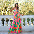 Boutique Wholesale 2026 New Spring and Summer Deep V Backless Dress Bohemian Floral Suspenders Long Dress