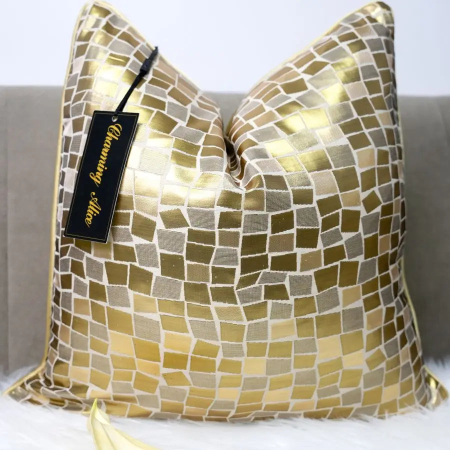 Hot Selling Modern Gold Color  Simple Light Luxury Melody Cushion Cover Jacquard Weave Pillow case