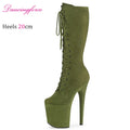 Women's Suede Pole Dance Boots with 20cm Platform High Tube Knee High Stripper Boots Winter Nightclub Dancing Shoes