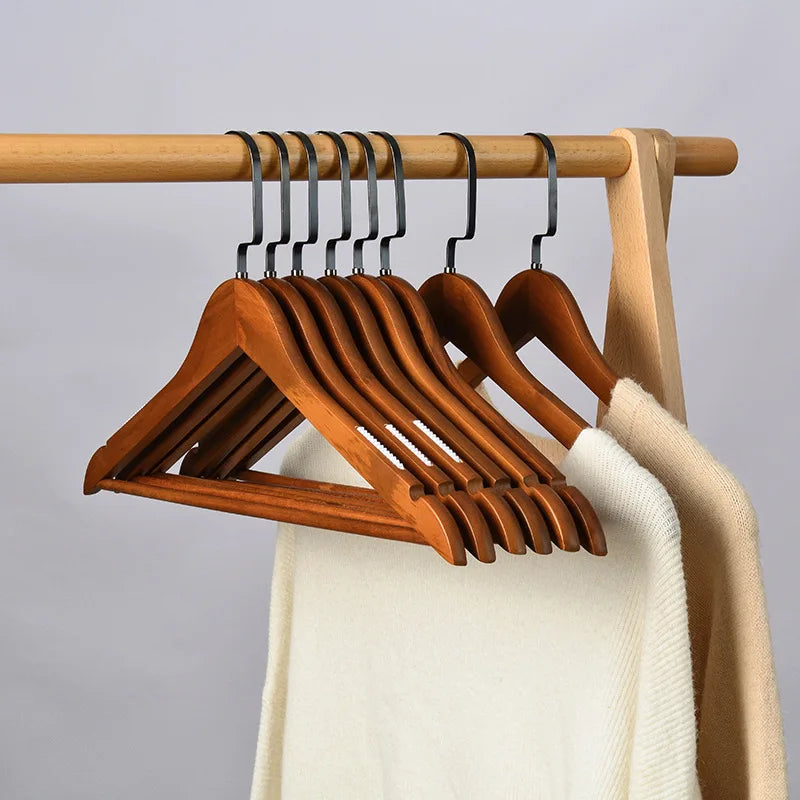 Elegant Durable P66 Black Wood Hanger Home Clothing Stores Custom Logo Anger for Wholesale Retail Home Clothes Hanger