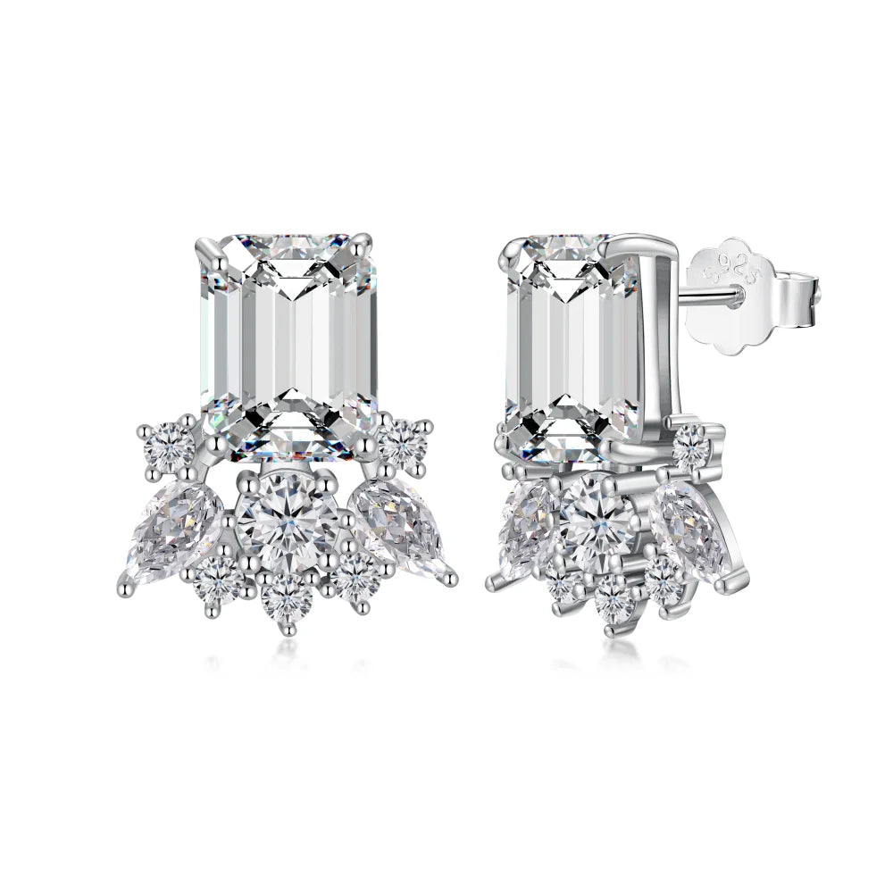 Dylam Luxurious Design Women Fine Jewelry Hypoallergenic S925 Silver Rhodium Plated Blue Clear 5A Zirconia Stud Earrings