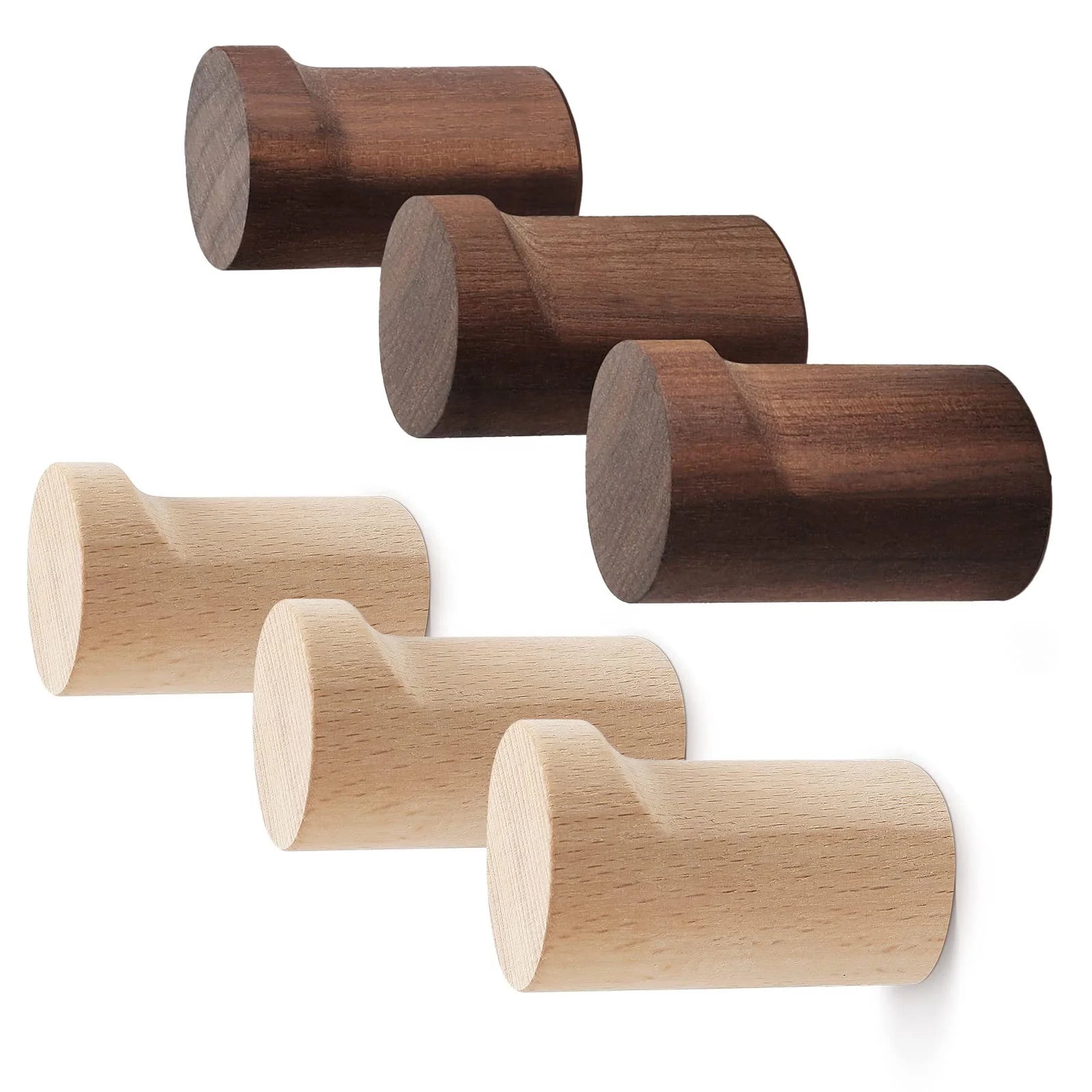 Country Style Wooden Single Wall Clothe Hanger Mounted Hook Wood Coat Rack Natural New Product Beech Wood Wall Hook