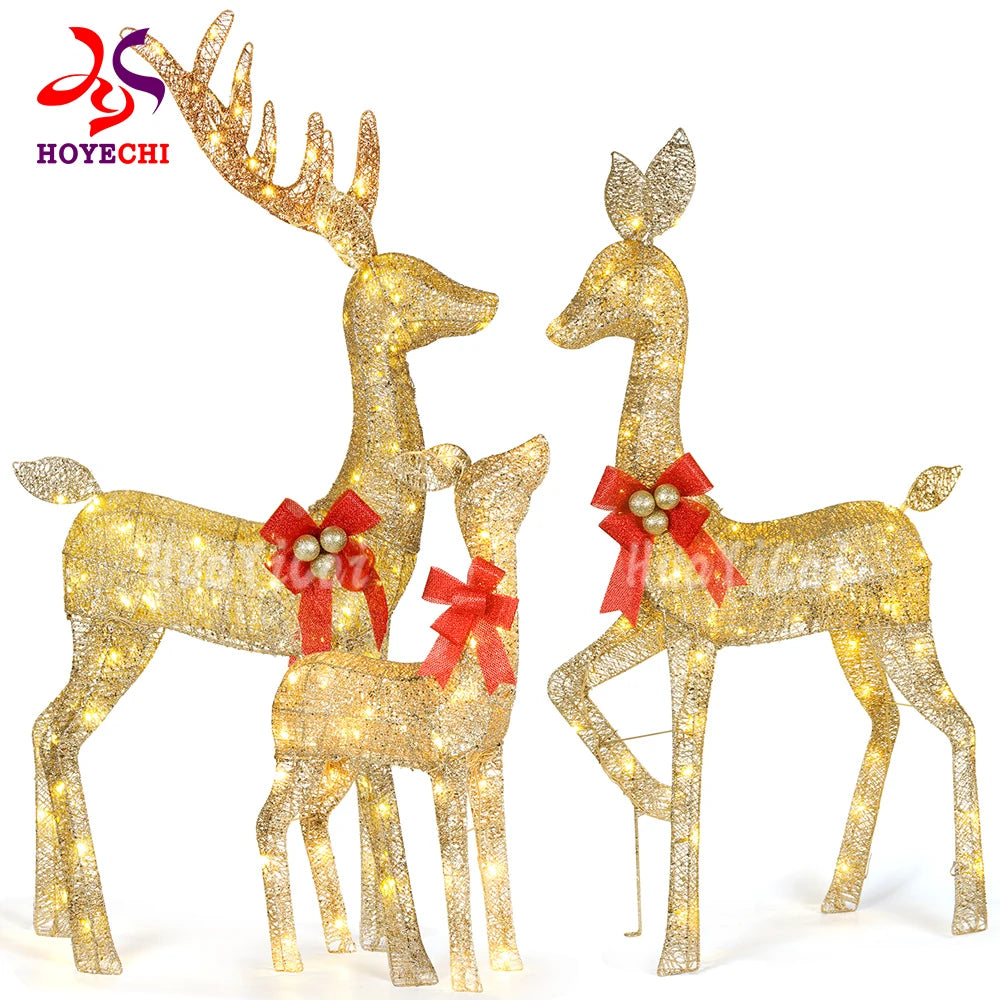2025 Christmas Decoration Outdoor Led 3d Lighted Animal Decoration Christmas Reindeer Motif Lights Manufacturer