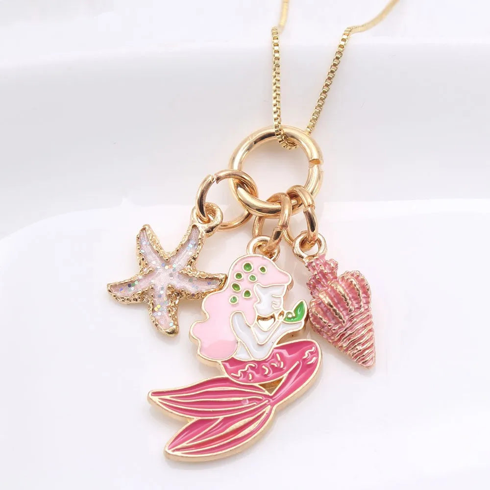 Unicorn Necklaces Mermaid Necklace Cute Rainbow Love Heart Crown Snowflake Bunny for Christmas Valentines Princess Party Favors