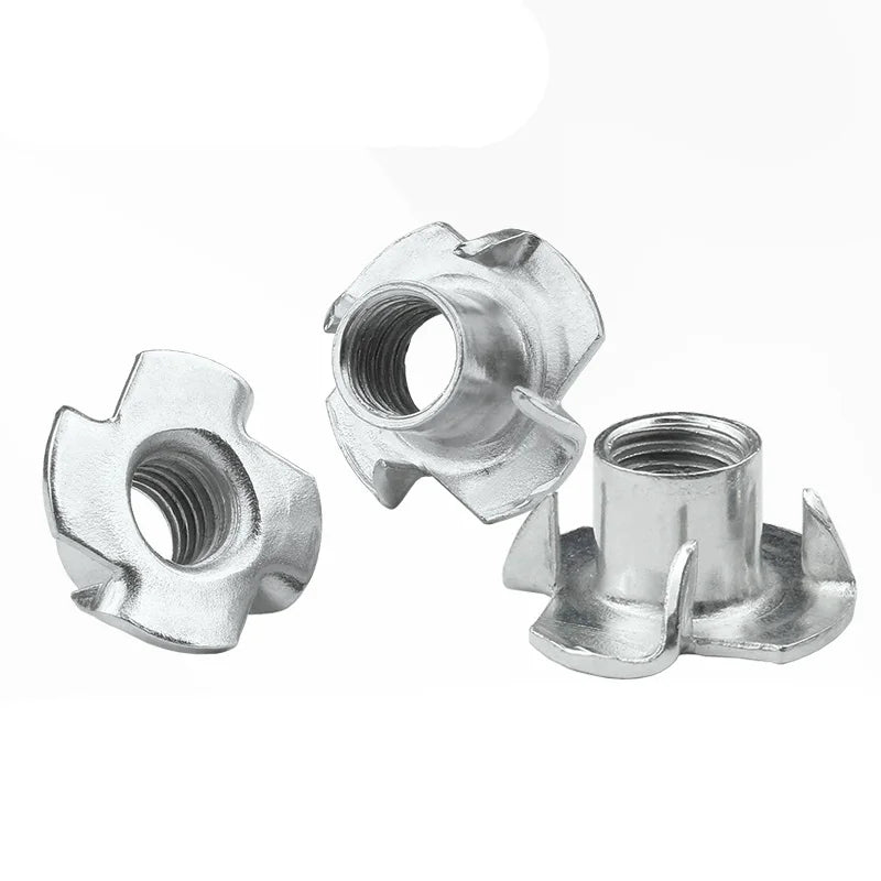 DIN1624 Carbon Steel Four Claw Tee Nut Zinc-Plated 4-Pronged Insert T Nut