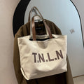 Commute Thick Canvas Women's Large Tote Handbags Simple College Girls Book Shoulder Bags Letter Print Female Travel Shopping Bag
