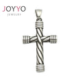 Nordic Charms Durable Eye-catching Punk Biker Jewelry Silver Plating Stainless Steel Cross Pendant Necklace