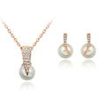 Classic Cheap Gold Plated Custom Crystal Pearl Wedding Necklaces Earring Fashion Fine Jewelry Bridal Necklace Sets for Women
