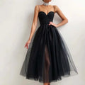 2024 Women  Lady Spring and Summer New Casual Slimming Sleeveless Evening Dress Multicolor Strap Mesh Party Dress