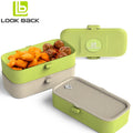 4 Compartments Microwave Safe 1L Double Layers Wheat Straw Bento Lunch Box Cutlery Preservation Tiffin Heated Preservation