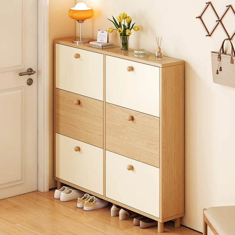Natural Bamboo Large Capacity Modern Wood Shoe Rack Storage Cabinet With Drawer Shoe Organizer for Home