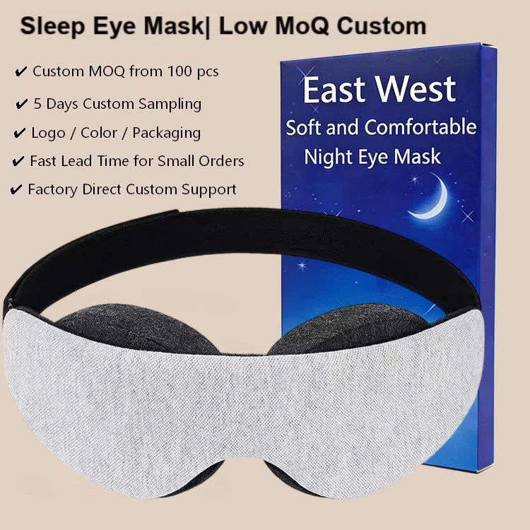 3D Memory Foam Sleep Mask Adjustable Ultra-Soft Strap Zero Eye Pressure OEM Custom MOQ 100 Pcs
