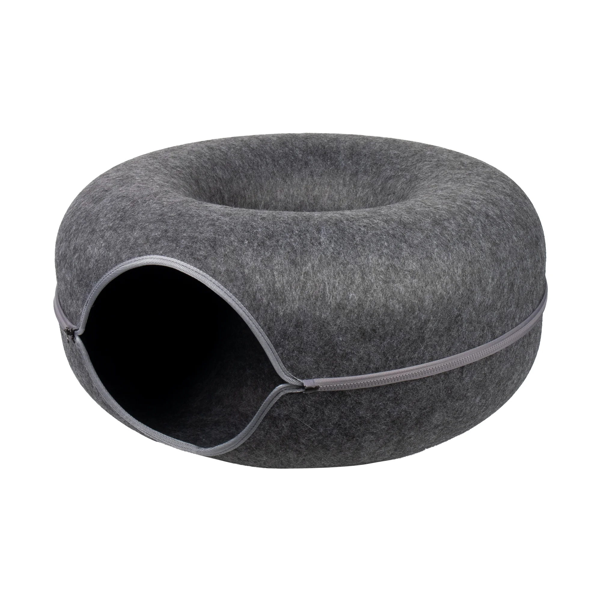 Modern Large Felt Fabric Cat Bed Cave Tunnel House Nest Playful Interactive Donut Cat Bed and Indoor Training Toy for Cats