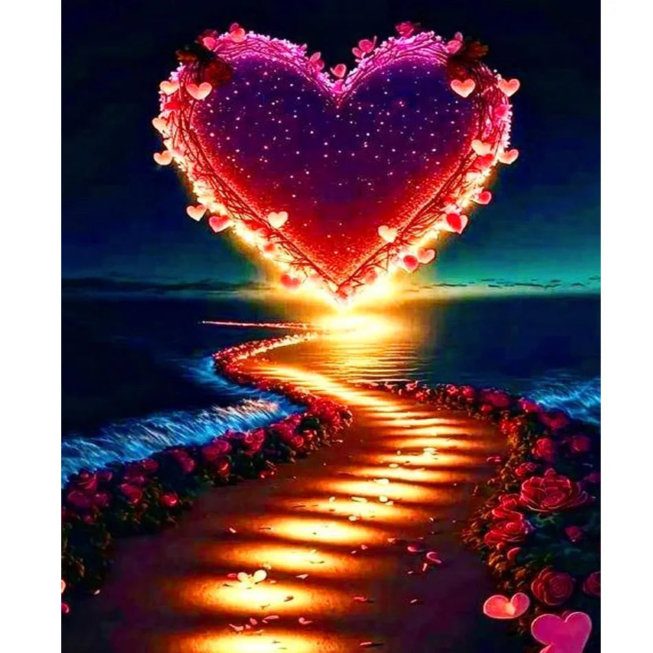 Diy Acrylic Paint by Numbers Kits Heart Beach Landscape Wall Art Picture Handicrafts Number Painting for Home Decors 40x50cm