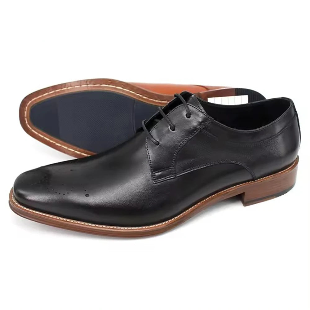 2024 New Design Comfortable Lace up Dress Shoes Brown Black Formal Men Genuine Leather Derby Shoes