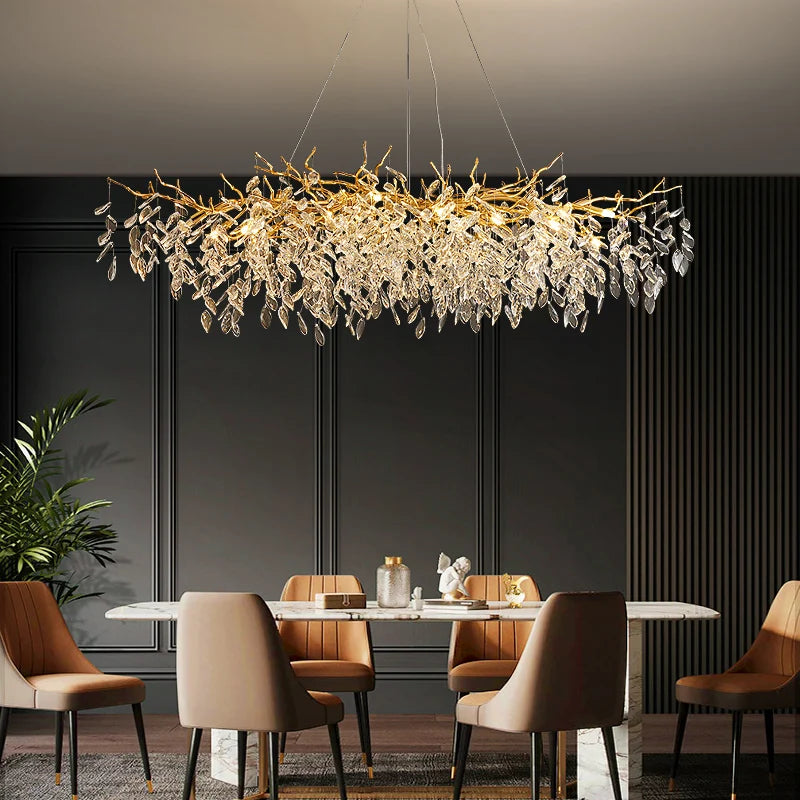 Guzhen Langju Modern Dining Room Lamp Creative Bedroom Bedside Lamp Hotel Hall Villa Crystal Chandelier Lighting
