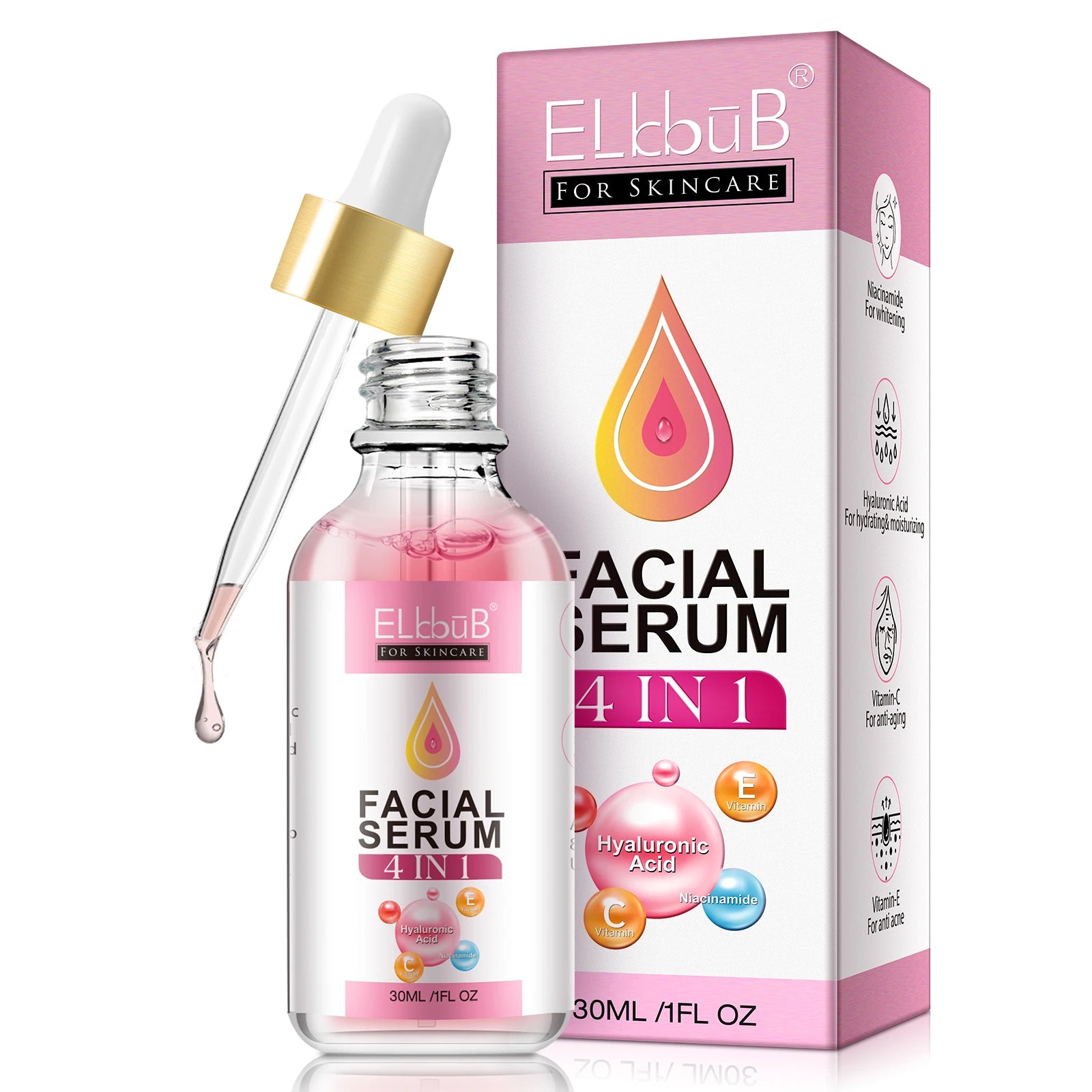 Wholesale Anti Aging Vitamin E Hyaluronic Acid Niacinamide Vitamin C Face Serum Facial Skin Care Serum