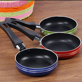 Wholesale 12cm/14cm/16cm Outdoor Non Stick Healthy Cookware Oil Drain Breakfast Maker Stainless Steel Fry Pan Handles