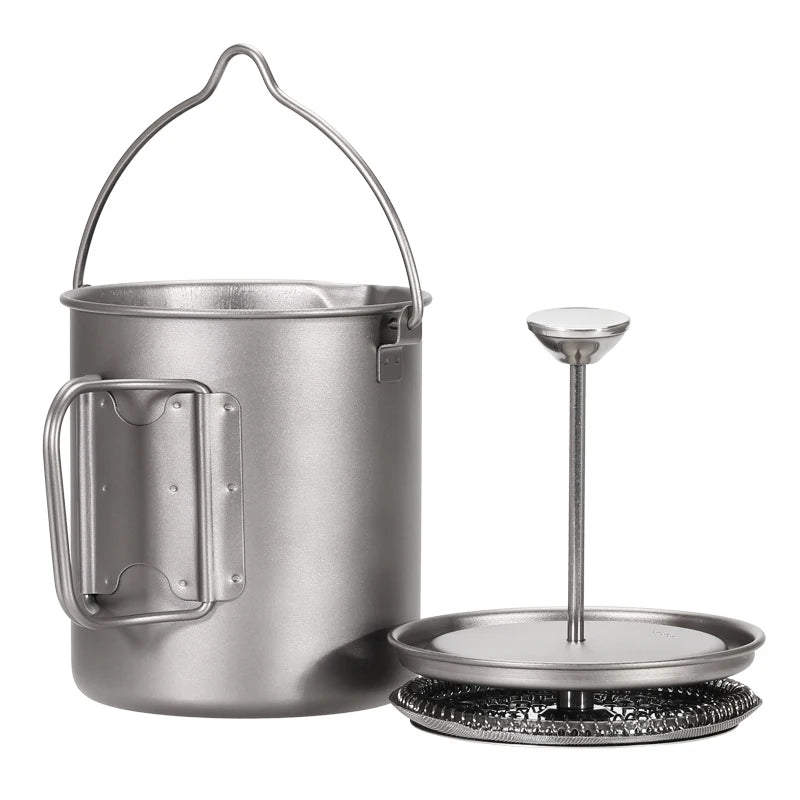 Titanium Outdoor Portable 750ml Coffee Pot with French Press Camp Mug with Filter Capacity Pots Pans & Griddles