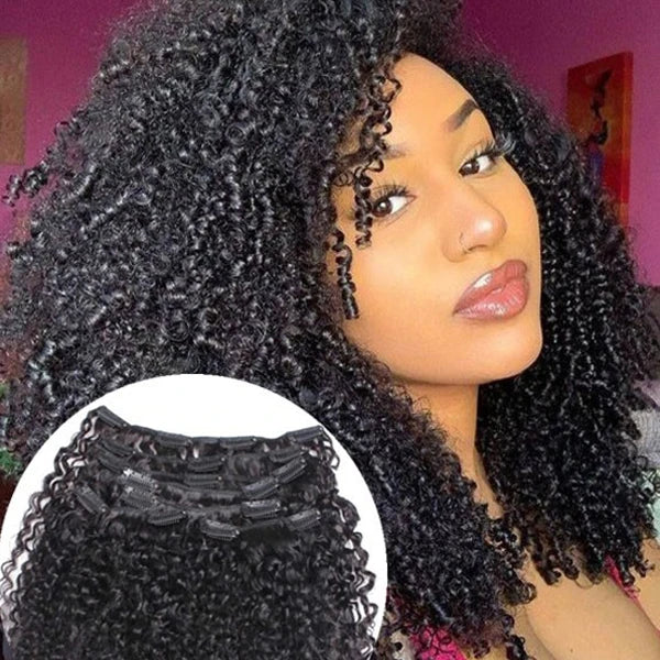Hot Selling Natural Hair 3a 3b 3c Afro Kinky Curly Clip in Hair Extensions 100% Human Hair Extensions