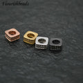 Gold Plated CZ Paved Square Circle  Big Hole Loose Beads Accessories Spacer  for Jewelry