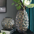 Luxury Grey-green Gold Plating Glass Vases Nordic Living Room Light Luxury Floral Vases Wholesale