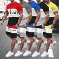 Wholesale Custom Logo Casual Track Suits Outdoor Leisure Colorblock Men's Summer Suits Sets Plus Size Color Stripe Tracksuits