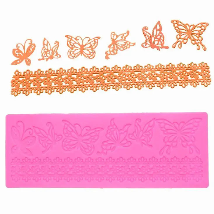 HY Flower Hollow Lace Butterfly Silicone Mold for Cake Border Decorating Tools