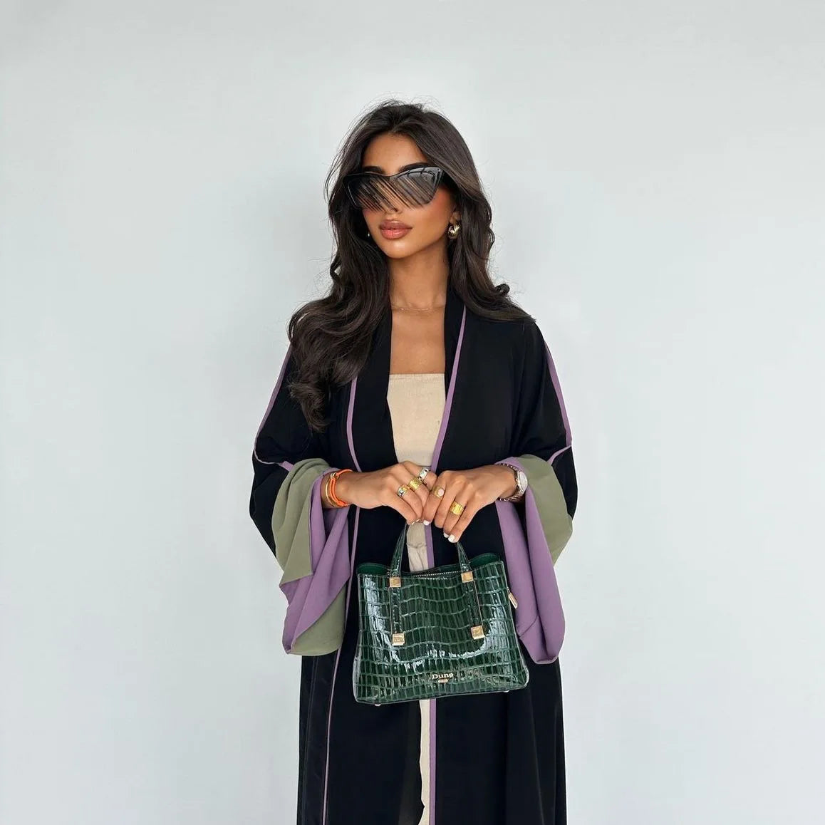 MQ139 Hot Modest Dressmiddle East EID Arab Long Sleeve Ethnic Clothing Black Muslim Robe Radaman Open Abaya