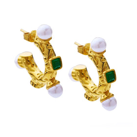 High Quality Stainless Steel Jewelry Making Supplies Moon Pearl Anti Allergy Lucky Earrings