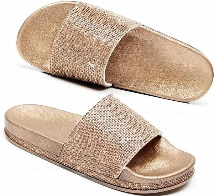 New Luxury Gold Diamond Sandals for Women Low-Heel Rhinestone Open Toe Design for Autumn Seasons