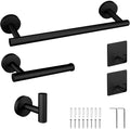 Modern Five-Piece Stainless Steel Bathroom Pendant Set with Towel Rack Black or Brushed Silver Design