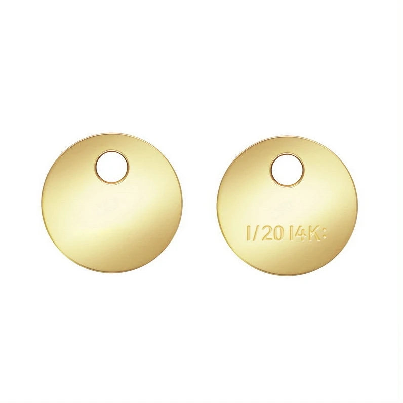 GP US Round Disc 4mm 0.5mm Thickness 14k Gold Filled Quality Tag Pendant Charm 14KGF for Permanent Jewelry Chains Diy Wholesale