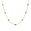 Wholesale Fashion 925 Sterling Silver Rectangle Green Zircon Gold Plated Necklace for Women Jewelry Necklace