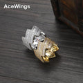 R040   Hip Hop Ring Brass Prong Setting CZ Ring Cubic Zircon Iced Out Ring Jewelry