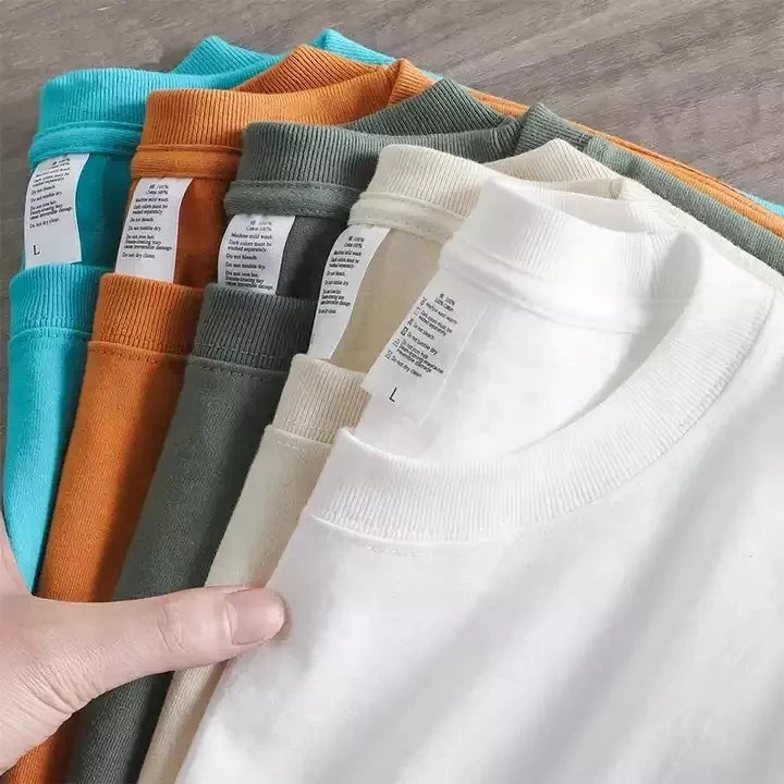 Wholesale 230GSM Pure Cotton Japanese Style T-Shirts Crew Neck Short Sleeve Unisex Customizable Logo Heavy & Solid 3D Pattern